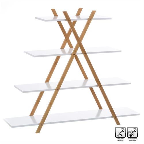 ESTANTES 4 PRATELEIRAS BAMBU/MDF 125X30X103