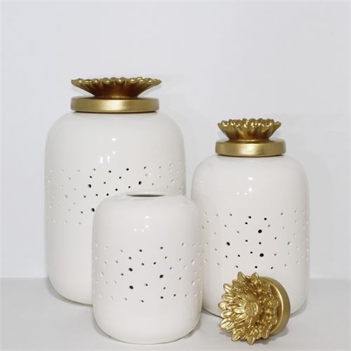 C94C POTE BOLERO TAMPA FLOR DOURADA 29CM