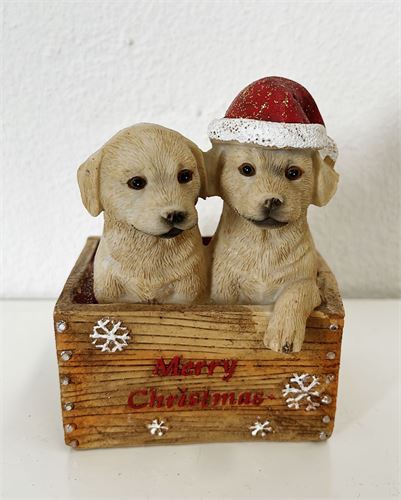 Natal - Caixote c/ 2 cães poliresina