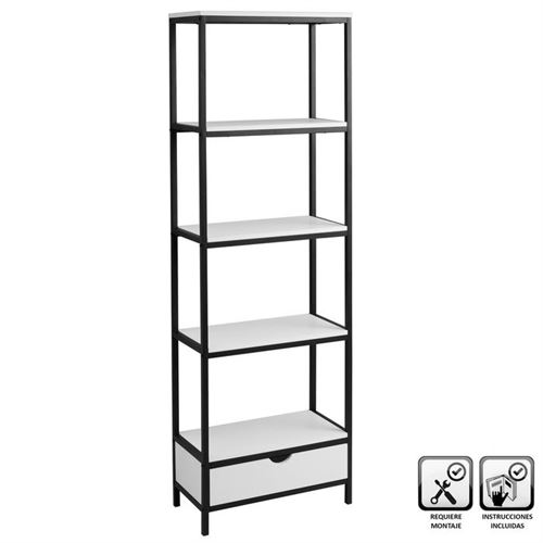 800252 ESTANTES 3 LEJAS Y 1 CAJÓN MDF / METAL 60 X 30 X 180 CM