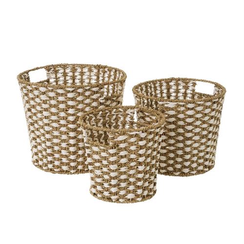 800412 S/3 CESTOS FIBRA NATURAL 36X30CM