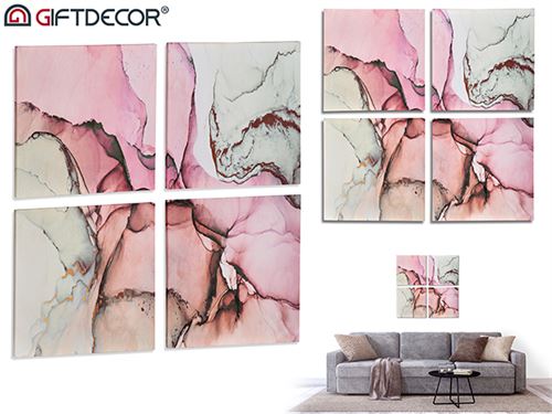 94979 TELA 4 PEÇAS MARMORE ROSA 35X35CM